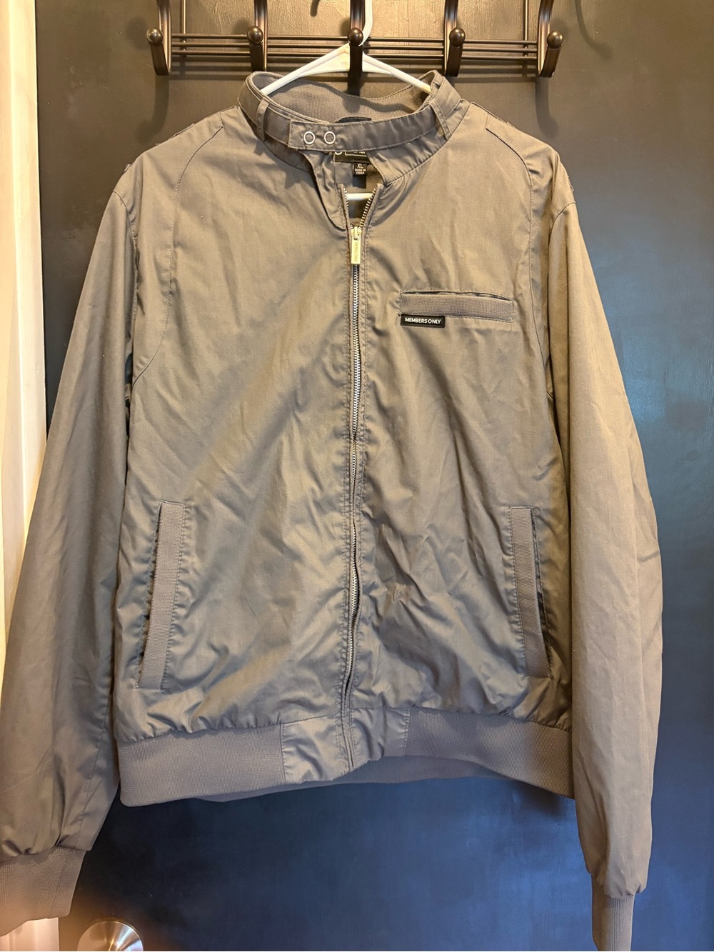 Members Only Iconic 80’s Racer Jacket  Mens XL Front Logo Pockets Gray